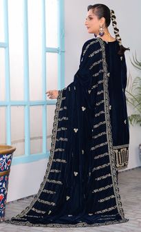 VELVET CREATION V/2 04 Embroidery Cut Dana Velvet Shirt With Fancy Cut Dana Embroidery Shawl and Embroidery Velvet Trouser.
