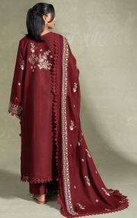 CORAL CO-01 Peach Leather Embroidery Suit With Pashmina Embroidery Shawl