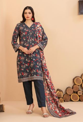 RAHAF TAWAKKAL 4785 Un-Stitched Digital Printed Khaddar Shirt Designs with  Exclusive Digital Printed Khaddar Dupatta & Un-Stitched Plain Khaddar Shalwar Fabric