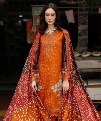 COMBINATION CHARIZMA CCW6-04 Linen Embroidery Suit with Irish Linen Shawl
