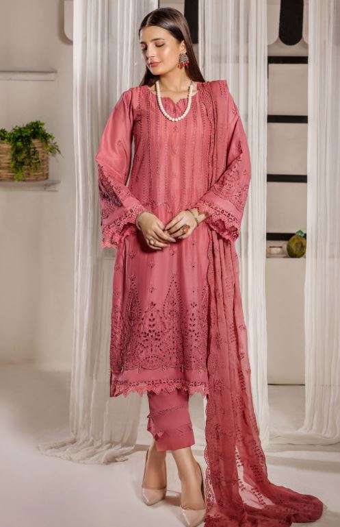 Premium lawn embroidery suit with crinkle chiffon embroidery dupatta