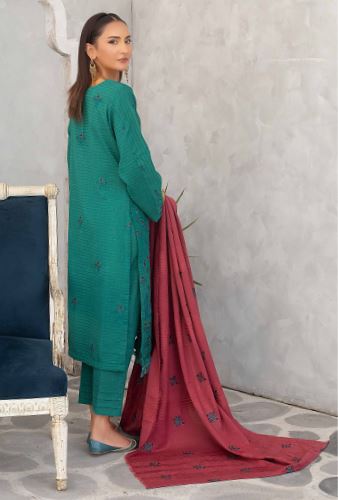 Pashmina Embroidery suit with contrast Pashmina Embroidery Shawl