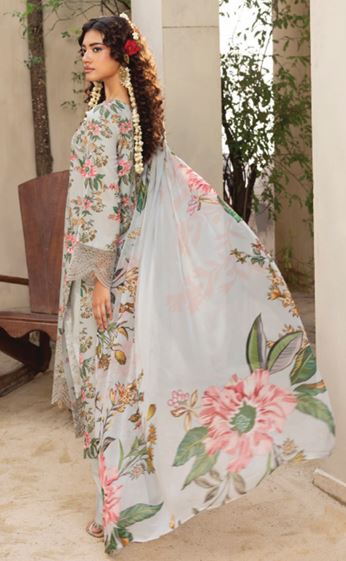 ZAIBA HUMDUM D-04 Print +Embroidered karandi shirt with Printed  Chiffon dupatta