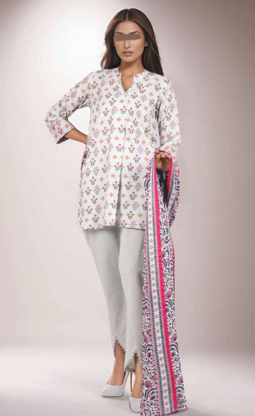 SAYA V/2 U01-24359-14B Lawn print 3 piece suit with lawn Dupatta