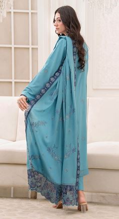 AWAAZ BR 04 Premium Zari Peach Embroidery Suit With Woolen Embroidery Shawl