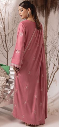 IRINA HUMDUM 04 Premium Embroidered P E A C H  W O O L Collection with Embroidered Same Fabric Shawl