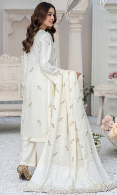 V/1711 D-04 Pashmina Embroidery suit with Pashmina Embroidery Shawl