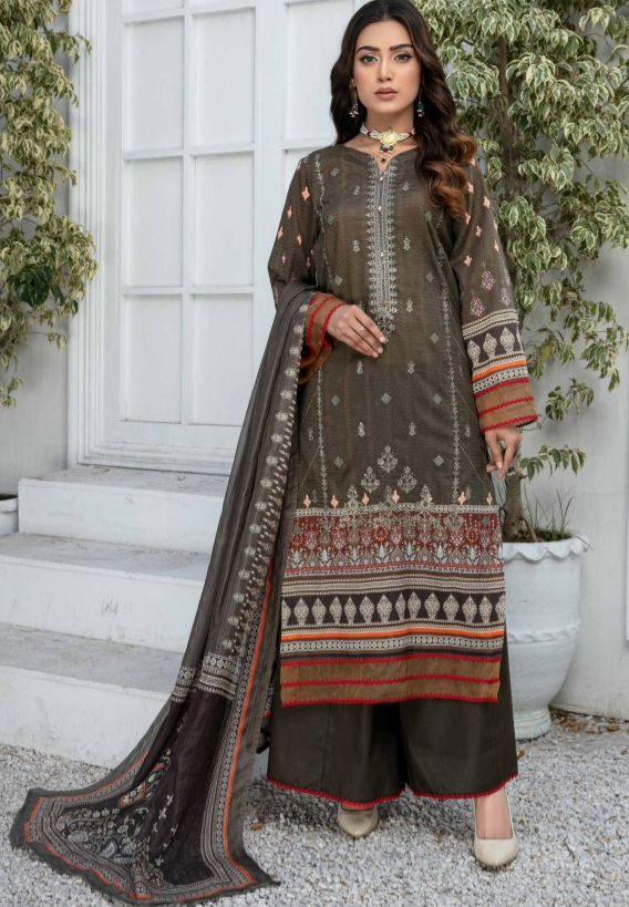 Lawn embroidery suit with fancy dupatta