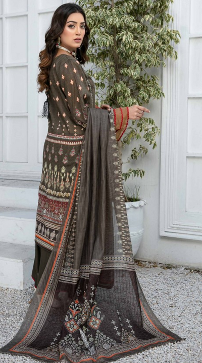 Lawn embroidery suit with fancy dupatta