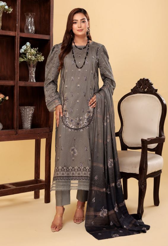 Luxury Viscose embroidery suit with khaddi viscose dupatta