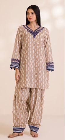 WUC25X20016 Digital Printed Embroidered Cotton Suit 2pc
