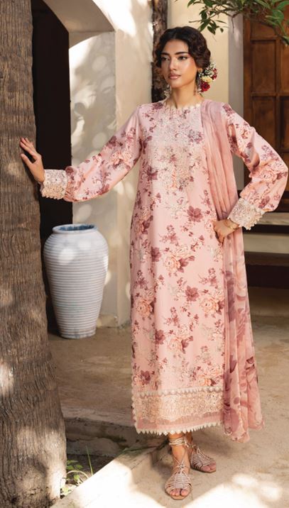 ZAIBA HUMDUM D-05 Print +Embroidered karandi shirt with Printed  Chiffon dupatta
