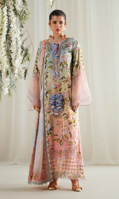 ERES BONITA BIN ILYAS 1105 A Embroidered  Viscous Printed Suit  With Digital Printed  Silk Dupatta
