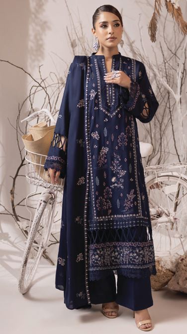 IRINA HUMDUM 05 Premium Embroidered P E A C H  W O O L Collection with Embroidered Same Fabric Shawl