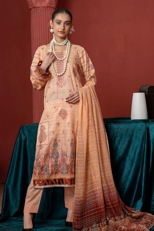 Lawn Embroidery suit with fancy Dupatta