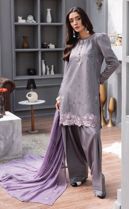 FAREEHA HUMDUM 005 Premium Embroidered  VISCOSE Collection with Heavy Embroidered Chiffon Contrast Duppata