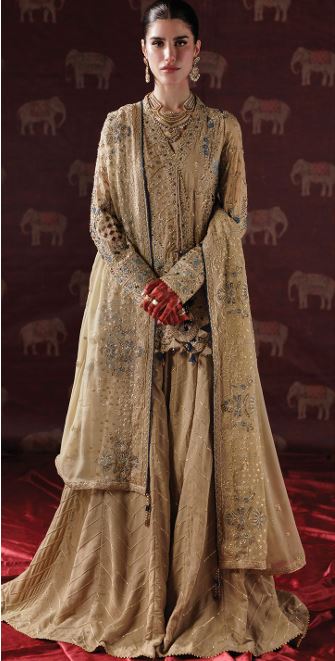 MEERAL BY SAAD SHAIKH D-005 Embroidered Hand Embellished  Chiffon Suit With Embroidered Chiffon  duppata