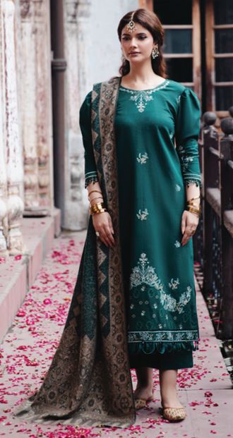 ONORA HUMDUM 09 Premium Embroidered KHADDAR Collection with Heavy Printed JACQUARD Shawl