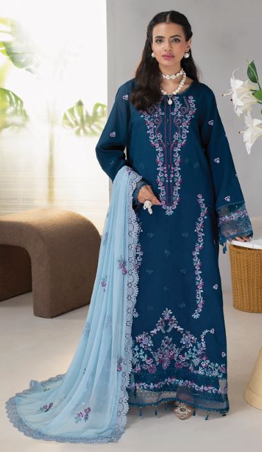ELLENA HUMDUM 05 Premium Embroidered Viscose Collection with Heavy Embroidered Chiffon Dupatta.