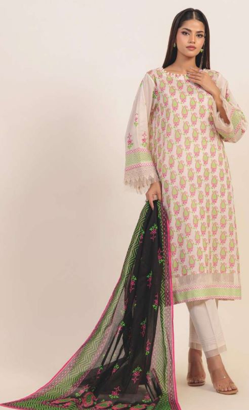 SATRANGI 1S24P3P884 Lawn print 3 piece suit with lawn Dupatta