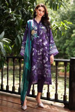 DAILY DELIGHTS NUREH DD-21 Embroidered slub linen viscose collection with bamber chiffon dupatta