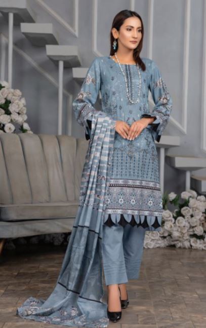 Digital print Lawn embroidery suit with voil lawn print dupatta