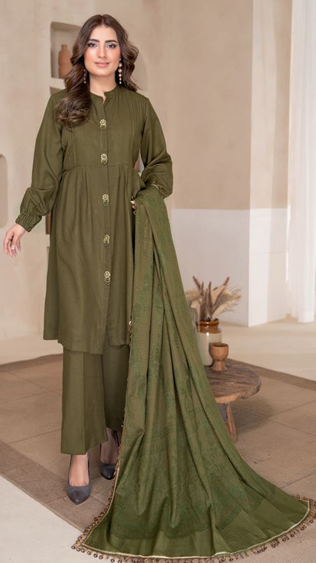 AAINA BR 05 Supreme Zari WOOL Suit with Jacquard Wooly Shawl