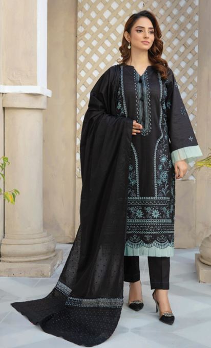 Lawn Embroidery suit with fancy Dupatta