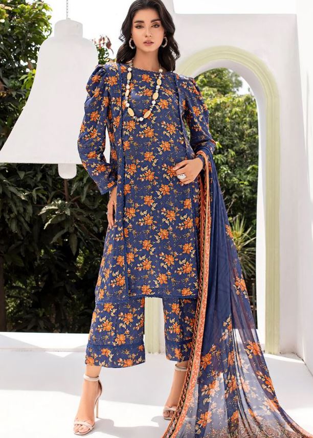 SANAM SAEED AANGAN Premium Viscose Full Print Suit with Crinkle Print Dupatta