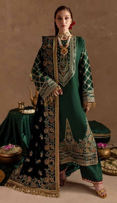 SEQUINS EMBROIDERED SUIT WITH  SEQUINS EMBROIDERED VELVET SHAWL 3PC