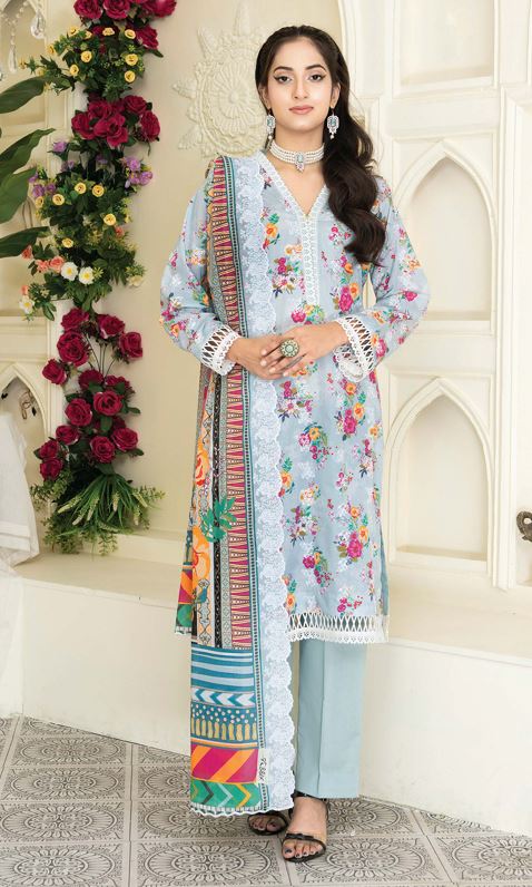 MASHAAL RA 05 Lawn Embroidery Suit With Voil Embroidery Dupatta