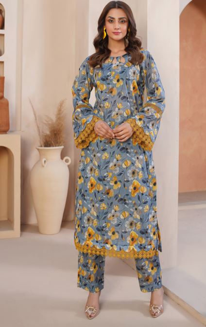 BLOSSOM LALA V/2 LS-0239 Allover print lawn 2 piece suit