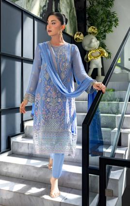 LUMINARA MANAHIL LAKHANI AZURA 05 Unstitched Luxury Embroidered Chiffon Collection